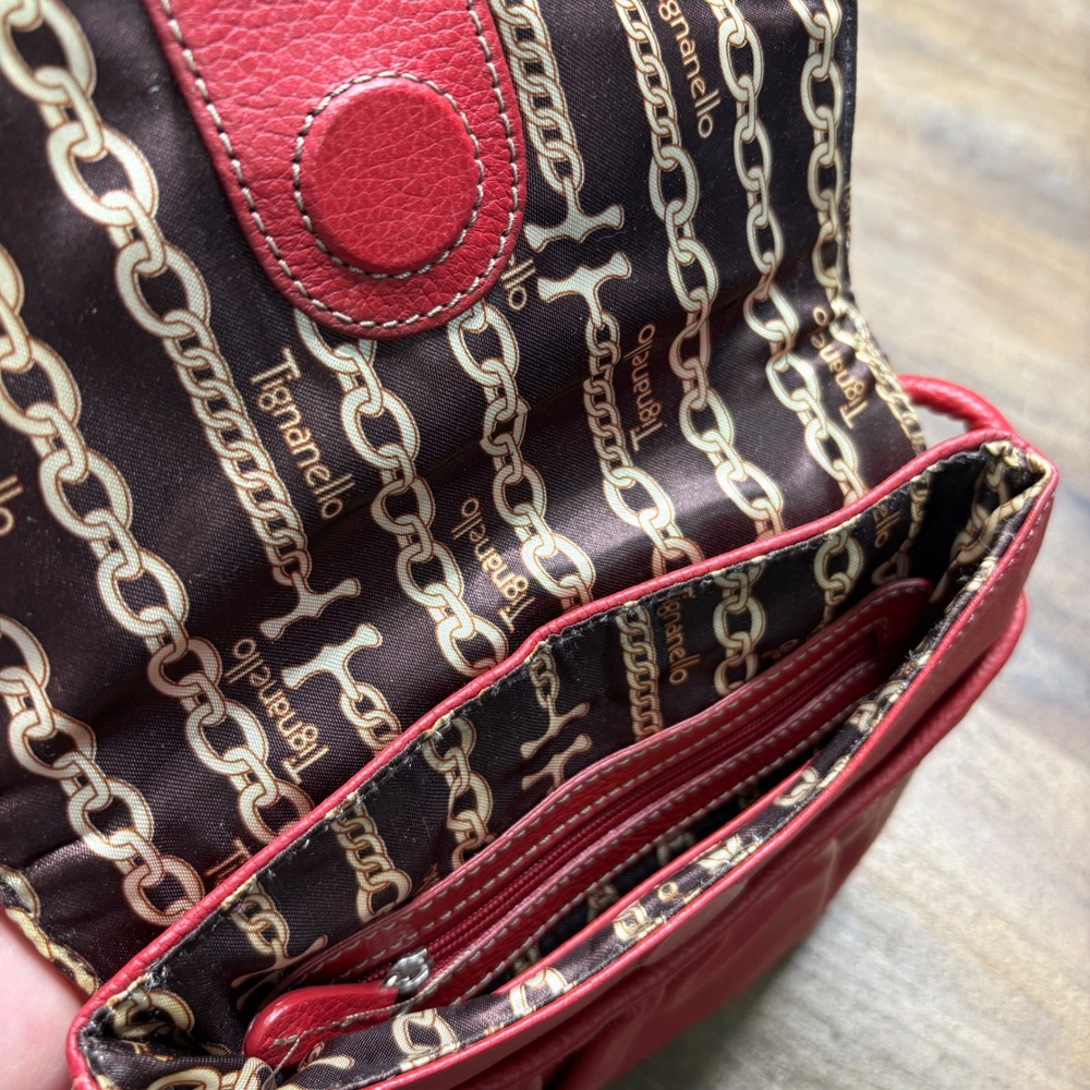 Tignanello Red Leather‎ Crossbody Bag Purse Y2K - Picture 8 of 13